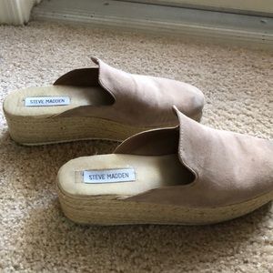 steve madden tan suede platform mules size 8.5